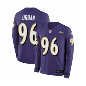 Youth Nike Baltimore Ravens #96 Brent Urban Limited Purple Therma Long Sleeve NFL Jersey