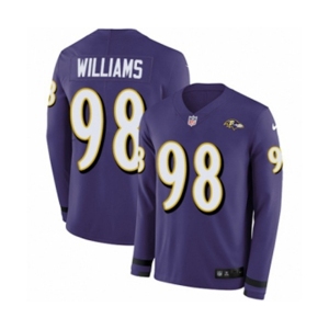 Youth Nike Baltimore Ravens #98 Brandon Williams Limited Purple Therma Long Sleeve NFL Jersey
