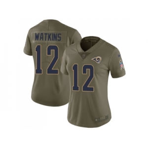 Women Nike Los Angeles Rams #12 Sammy Watkins Olive Stitched NFL Limited 2017 Salute to Service Jersey