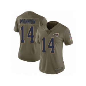 Women Nike Los Angeles Rams #14 Sean Mannion Limited Olive 2017 Salute to Service NFL Jersey