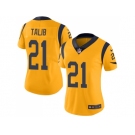 Women Nike Los Angeles Rams #21 Aqib Talib Gold Stitched NFL Limited Rush Jersey