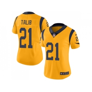 Women Nike Los Angeles Rams #21 Aqib Talib Gold Stitched NFL Limited Rush Jersey