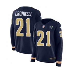 Women Nike Los Angeles Rams #21 Nolan Cromwell Limited Navy Blue Therma Long Sleeve NFL Jersey