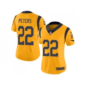 Women Nike Los Angeles Rams #22 Marcus Peters Gold Stitched NFL Limited Rush Jersey