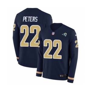 Women Nike Los Angeles Rams #22 Marcus Peters Limited Navy Blue Therma Long Sleeve NFL Jersey