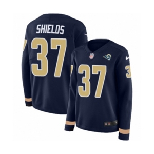 Women Nike Los Angeles Rams #37 Sam Shields Limited Navy Blue Therma Long Sleeve NFL Jersey