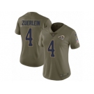 Women Nike Los Angeles Rams #4 Greg Zuerlein Limited Olive 2017 Salute to Service NFL Jersey