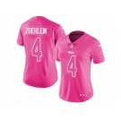 Women Nike Los Angeles Rams #4 Greg Zuerlein Limited Pink Rush Fashion NFL Jersey