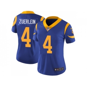 Women Nike Los Angeles Rams #4 Greg Zuerlein Royal Blue Alternate Stitched NFL Vapor Untouchable Limited Jersey