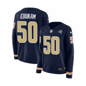 Women Nike Los Angeles Rams #50 Samson Ebukam Limited Navy Blue Therma Long Sleeve NFL Jersey