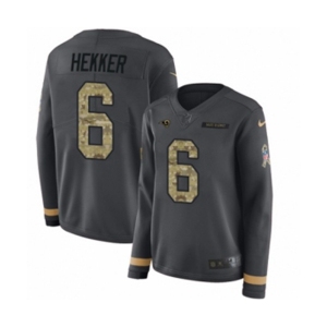 Women Nike Los Angeles Rams #6 Johnny Hekker Limited Black Salute to Service Therma Long Sleeve NFL Jersey