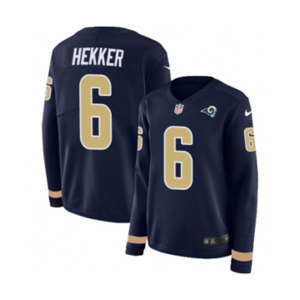 Women Nike Los Angeles Rams #6 Johnny Hekker Limited Navy Blue Therma Long Sleeve NFL Jersey