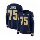 Women Nike Los Angeles Rams #75 Deacon Jones Limited Navy Blue Therma Long Sleeve NFL Jersey