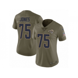 Women Nike Los Angeles Rams #75 Deacon Jones Limited Olive 2017 Salute to Service NFL Jersey