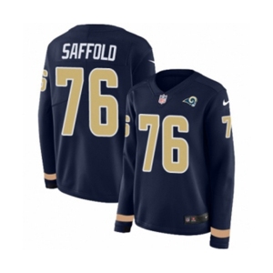 Women Nike Los Angeles Rams #76 Rodger Saffold Limited Navy Blue Therma Long Sleeve NFL Jersey