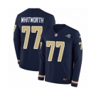 Women Nike Los Angeles Rams #77 Andrew Whitworth Limited Navy Blue Therma Long Sleeve NFL Jersey