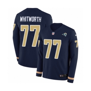 Women Nike Los Angeles Rams #77 Andrew Whitworth Limited Navy Blue Therma Long Sleeve NFL Jersey