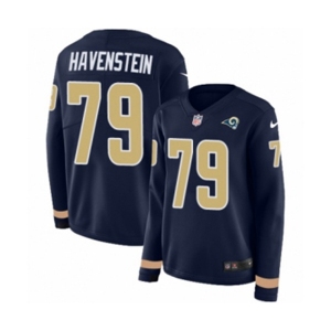 Women Nike Los Angeles Rams #79 Rob Havenstein Limited Navy Blue Therma Long Sleeve NFL Jersey