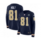 Women Nike Los Angeles Rams #81 Torry Holt Limited Navy Blue Therma Long Sleeve NFL Jersey