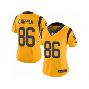 Women Nike Los Angeles Rams #86 Derek Carrier Limited Gold Rush Vapor Untouchable NFL Jersey