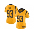 Women Nike Los Angeles Rams #93 Ndamukong Suh Gold Stitched NFL Limited Rush Jersey