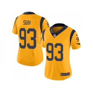 Women Nike Los Angeles Rams #93 Ndamukong Suh Gold Stitched NFL Limited Rush Jersey