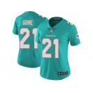 Women Nike Miami Dolphins #21 Frank Gore Aqua Green Team Color Stitched NFL Vapor Untouchable Limited Jersey