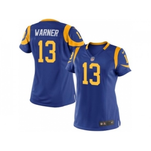 Women Nike St. Louis Rams #13 Kurt Warner Royal Blue Alternate Stitched Jersey