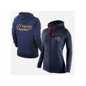 Women Nike St.Louis Rams Full-Zip Performance Hoodie Dark Blue