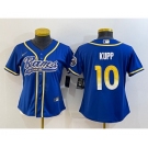 Women's Los Angeles Rams #10 Cooper Kupp Royal With Patch Cool Base Stitched Baseball Jersey