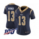 Women's Los Angeles Rams #13 Kurt Warner Navy Blue Team Color Vapor Untouchable Limited Player 100th Season Football Jersey