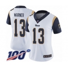 Women's Los Angeles Rams #13 Kurt Warner White Vapor Untouchable Limited Player 100th Season Football Jersey