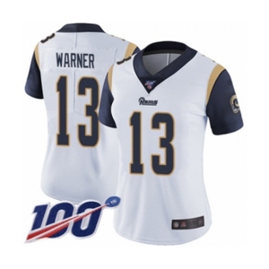 Women's Los Angeles Rams #13 Kurt Warner White Vapor Untouchable Limited Player 100th Season Football Jersey