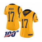 Women's Los Angeles Rams #17 Robert Woods Limited Gold Rush Vapor Untouchable 100th Season Football Jersey