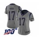 Women's Los Angeles Rams #17 Robert Woods Limited Gray Inverted Legend 100th Season Football Jersey