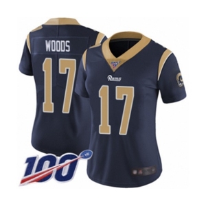 Women's Los Angeles Rams #17 Robert Woods Navy Blue Team Color Vapor Untouchable Limited Player 100th Season Football Jersey