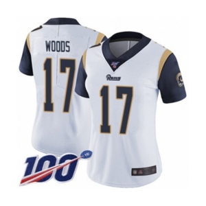 Women's Los Angeles Rams #17 Robert Woods White Vapor Untouchable Limited Player 100th Season Football Jersey