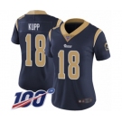 Women's Los Angeles Rams #18 Cooper Kupp Navy Blue Team Color Vapor Untouchable Limited Player 100th Season Football Jersey