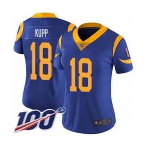 Women's Los Angeles Rams #18 Cooper Kupp Royal Blue Alternate Vapor Untouchable Limited Player 100th Season Football Jersey