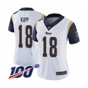 Women's Los Angeles Rams #18 Cooper Kupp White Vapor Untouchable Limited Player 100th Season Football Jersey