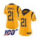 Women's Los Angeles Rams #21 Nolan Cromwell Limited Gold Rush Vapor Untouchable 100th Season Football Jersey