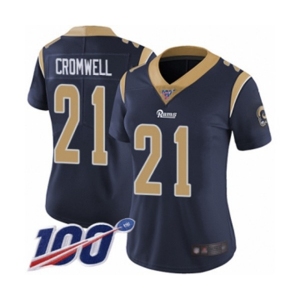 Women's Los Angeles Rams #21 Nolan Cromwell Navy Blue Team Color Vapor Untouchable Limited Player 100th Season Football Jersey