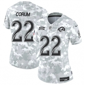 Women's Los Angeles Rams #22 Blake Corum 2024 F.U.S.E Arctic Camo Salute To Service Limited Stitched Football Jersey