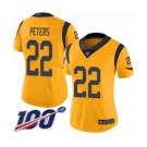 Women's Los Angeles Rams #22 Marcus Peters Limited Gold Rush Vapor Untouchable 100th Season Football Jersey