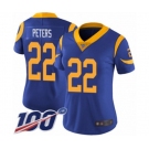 Women's Los Angeles Rams #22 Marcus Peters Royal Blue Alternate Vapor Untouchable Limited Player 100th Season Football Jersey