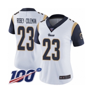 Women's Los Angeles Rams #23 Nickell Robey-Coleman White Vapor Untouchable Limited Player 100th Season Football Jersey