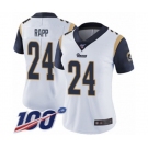 Women's Los Angeles Rams #24 Taylor Rapp White Vapor Untouchable Limited Player 100th Season Football Jersey