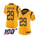 Women's Los Angeles Rams #29 Eric Dickerson Limited Gold Rush Vapor Untouchable 100th Season Football Jersey