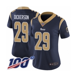 Women's Los Angeles Rams #29 Eric Dickerson Navy Blue Team Color Vapor Untouchable Limited Player 100th Season Football Jersey