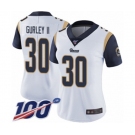 Women's Los Angeles Rams #30 Todd Gurley White Vapor Untouchable Limited Player 100th Season Football Jersey